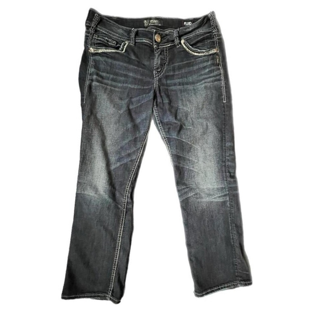 Silver Jeans Co Suki Mid Capri Dark Wash Fluid Denim Curvy W30 L23
